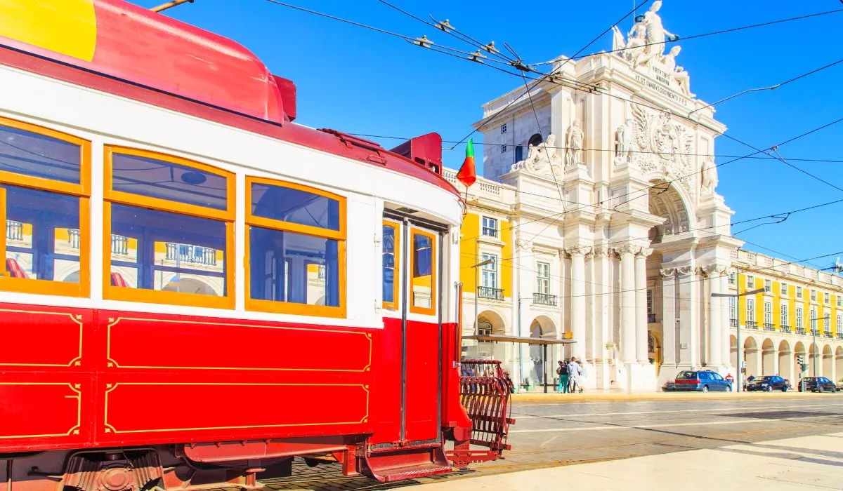 A group of guests on board a private Portugal Magik tram in Lisbon