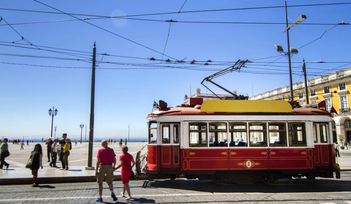 Vintage Portuguese trams in Lisbon