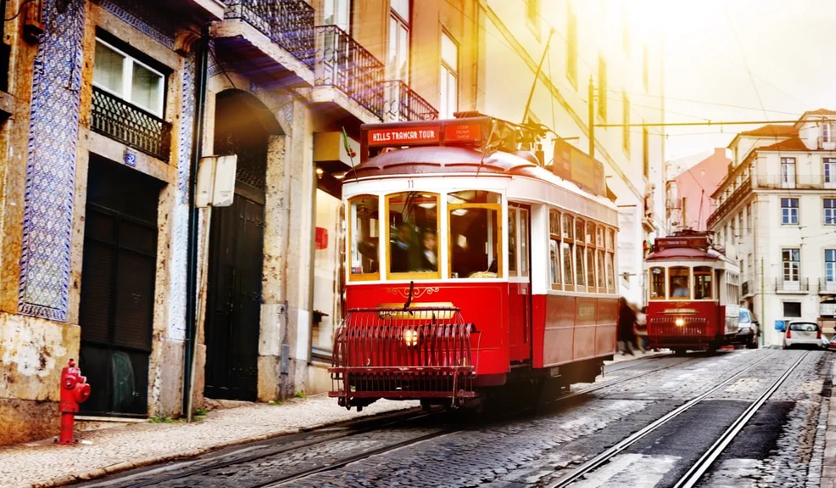 A corporate group on their private tram rental in Lisbon